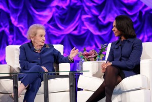 Madeleine Albright and Condoleezza Rice at the Watermark Conference For Women making a human connection