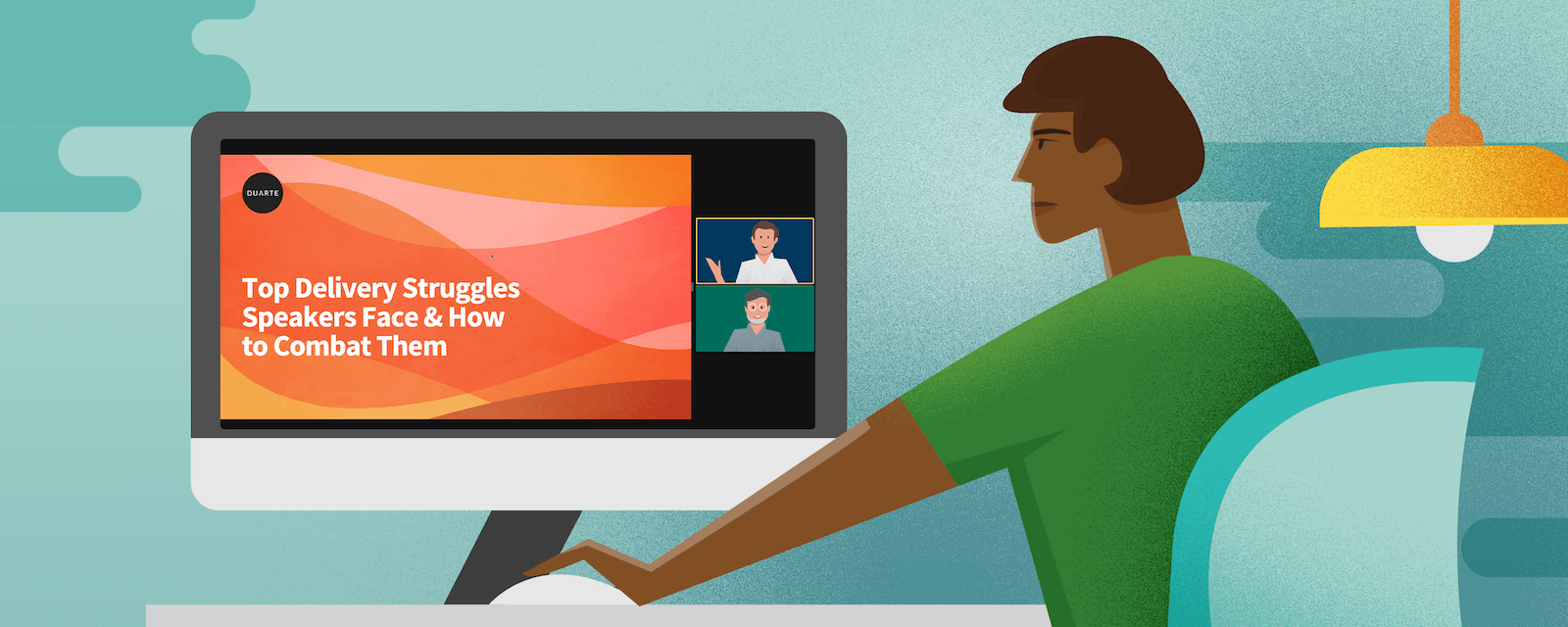 Man engaging the online webinar for Top Delivery Struggles Speakers Face & How to Combat Them 