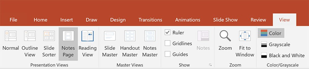 how to add speaker notes in PowerPoint - method two